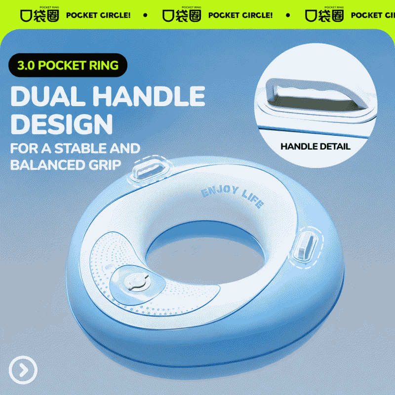 Swimming ring, inflatable swimming ring, adult double-layer thickened outdoor swimming lifebuoy, portable pocket swimming ring