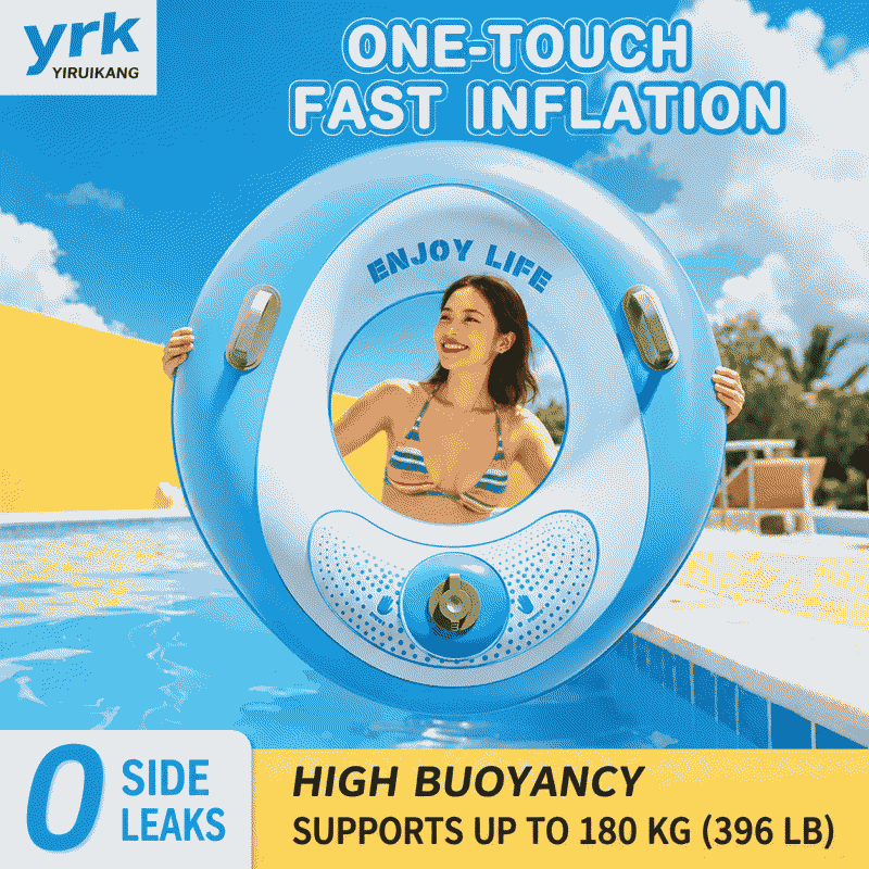 Swimming ring, inflatable swimming ring, adult double-layer thickened outdoor swimming lifebuoy, portable pocket swimming ring