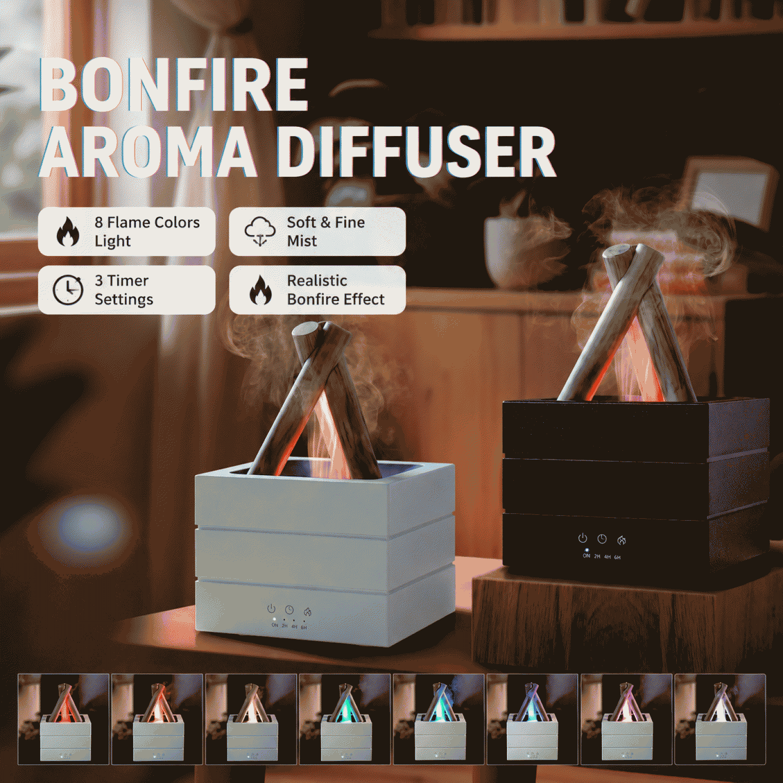 New creative bonfire aroma diffuser, simulated flame humidifier, household air humidifier, essential oil diffuser, fragrance