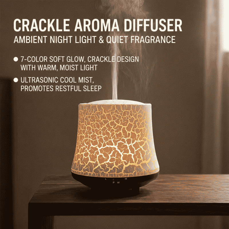 Household aroma diffuser, crackle flame ultrasonic aromatherapy machine, tabletop fragrance diffuser, dedicated for aromatherapy essential oils