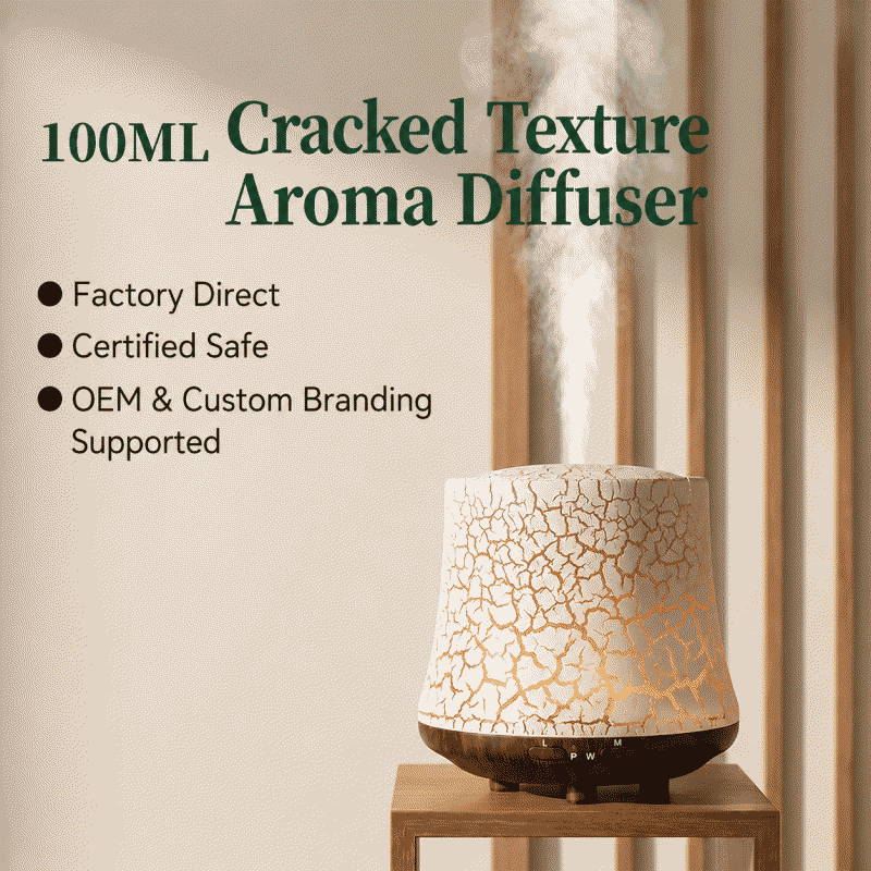 Household aroma diffuser, crackle flame ultrasonic aromatherapy machine, tabletop fragrance diffuser, dedicated for aromatherapy essential oils