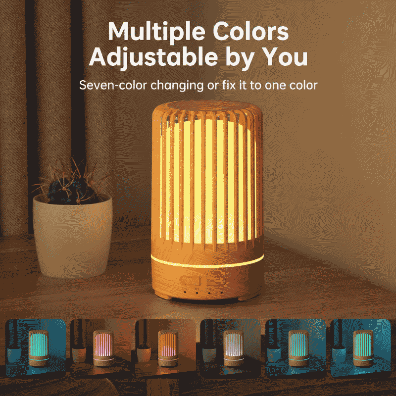 Aromatherapy Diffuser T33B Birdcage Hollow Wood Grain USB Humidifier Bedside Aromatherapy Diffuser