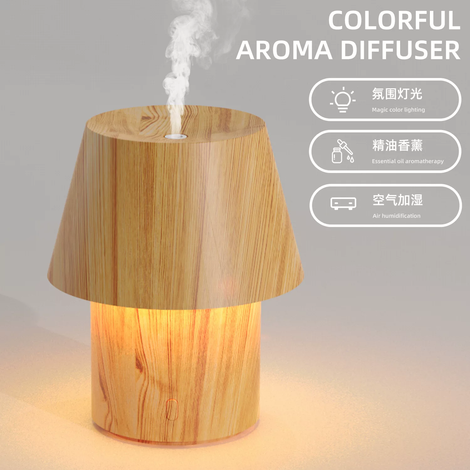Cross-border desk lamp humidifier, essential oil diffuser, diffuser, bedroom desktop mini warm light desk lamp diffuser new product