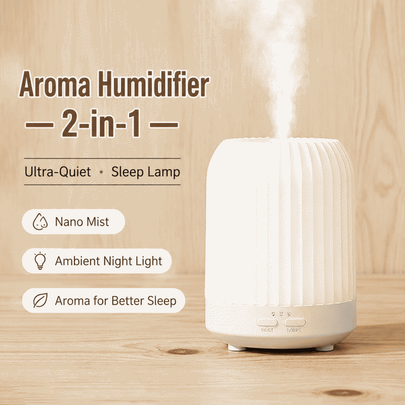 Household essential oil aroma diffuser, humidifier 2-in-1 automatic fragrance sprayer, bedroom diffuser with night light humidifier