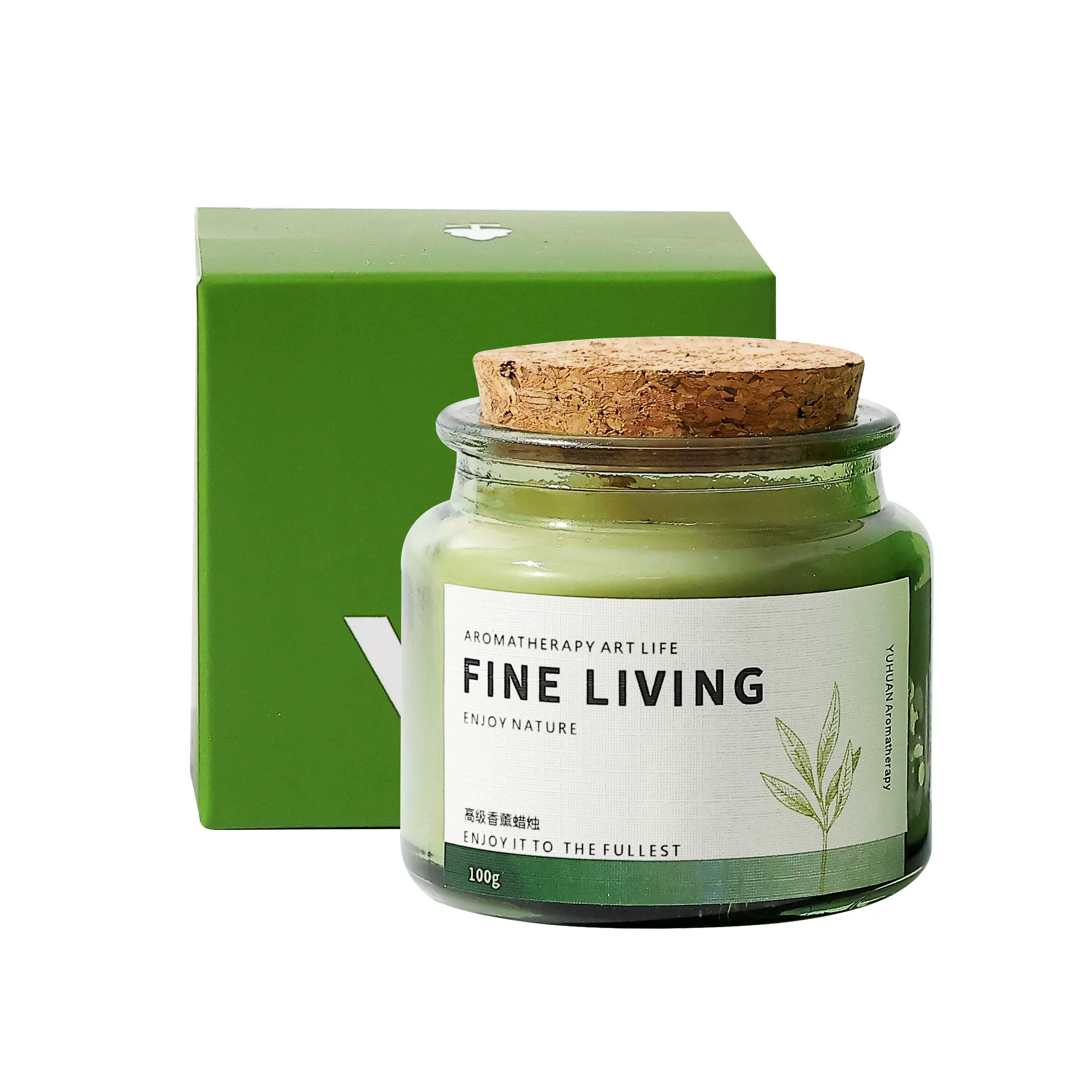 68-degree melting point scented candle wholesale, cork green bottle smokeless soy wax scented candle cup, creative and niche gift