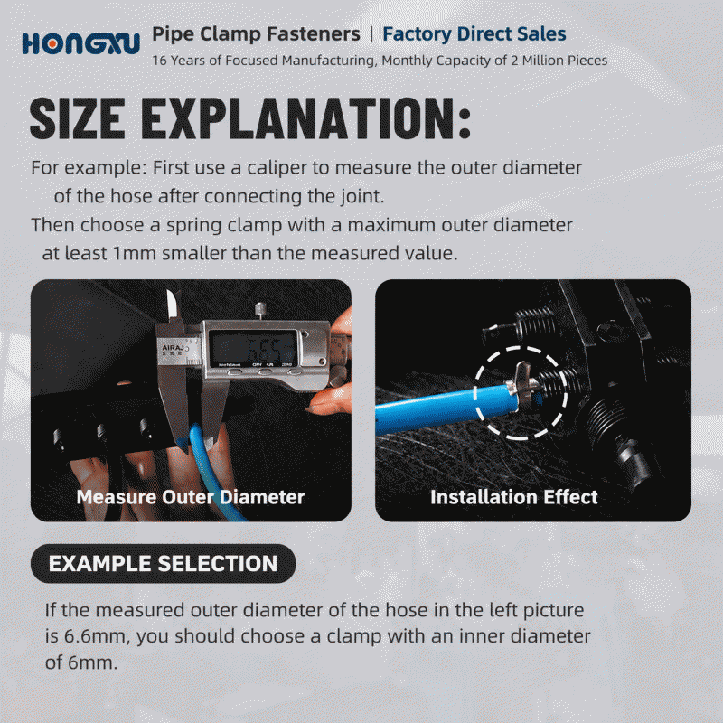 Hongxu Quick-installation hand-held single steel wire clamp for fish tank oxygen tube, galvanized spring clamp, tight clamp ring, pipe clamp