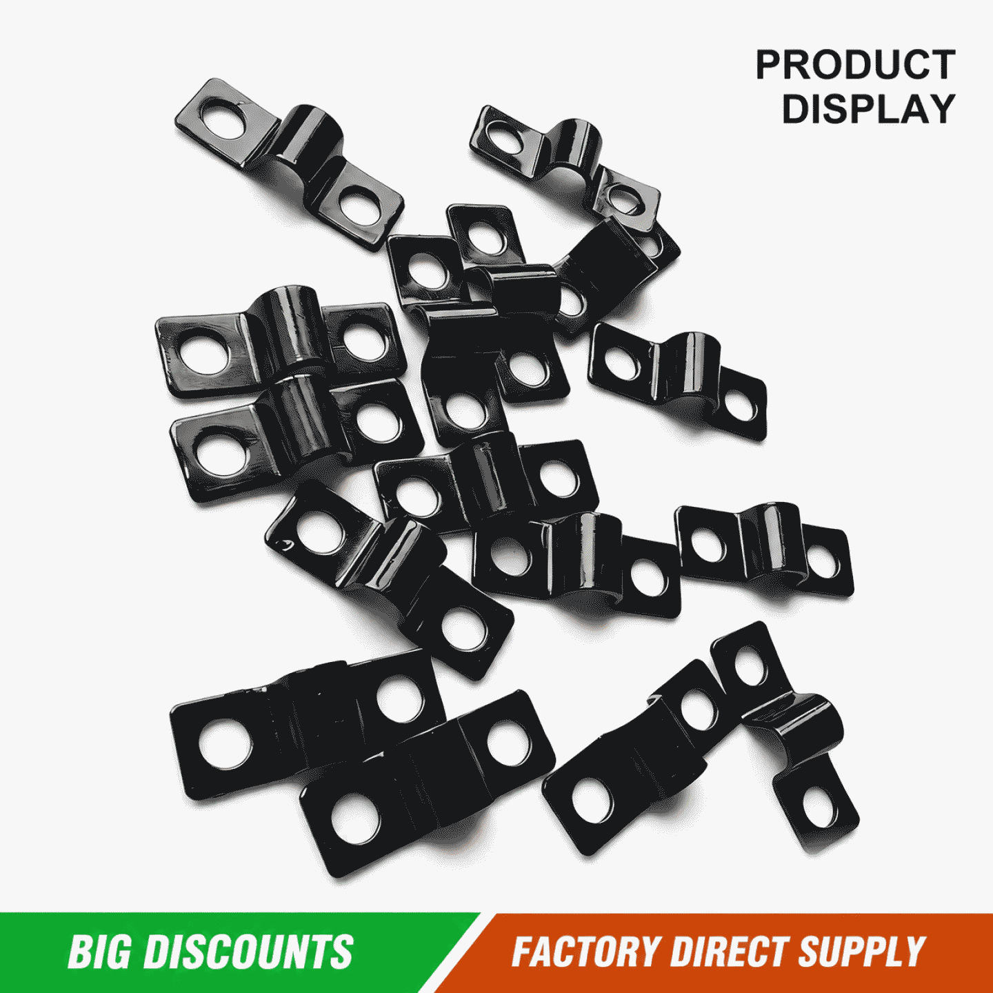 Black riding horse card double-hole pipe clamp, PC oil pipe cable fixing clip, bilateral bridge type U-shaped hose water pipe clamp
