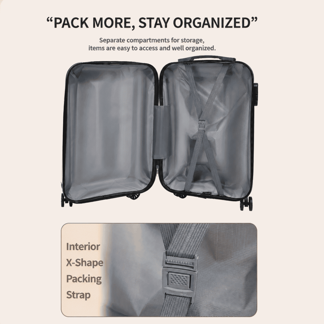 A 20-inch lightweight carry-on suitcase for women, a combination lock, a pp material student suitcase with a handle, and a commuter travel suitcase