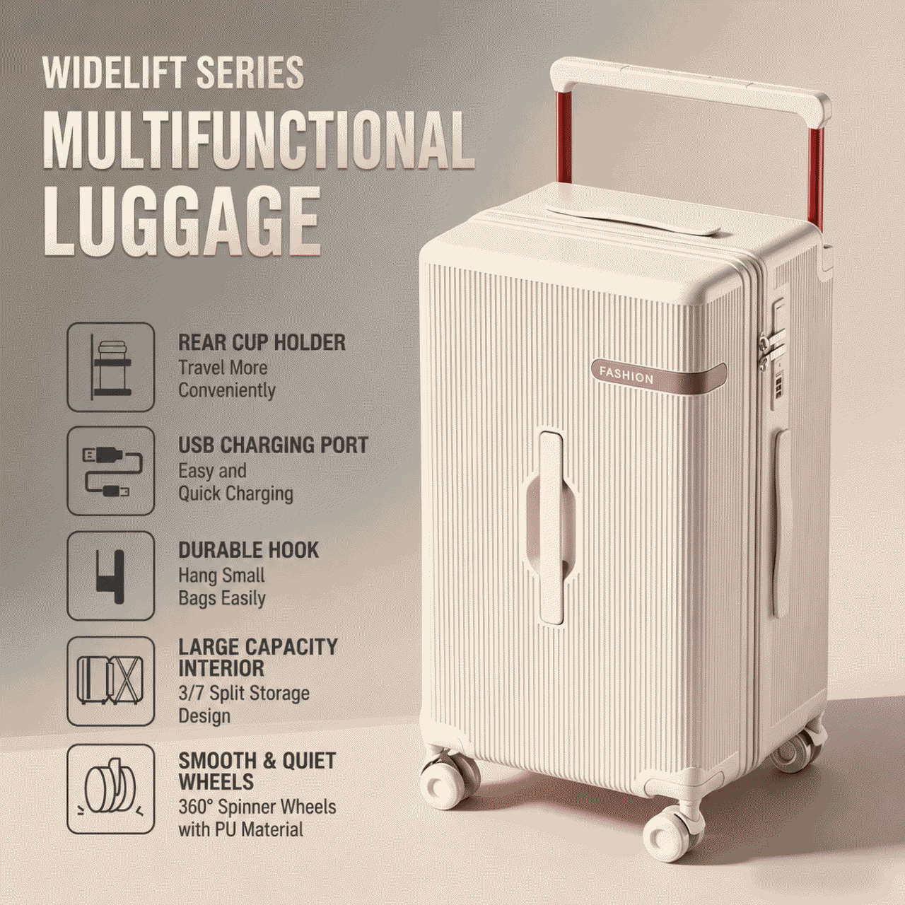 009K wide trolley luggage for women, new style 24-inch trolley case for men, large capacity 26-inch lightweight, sturdy and durable leather luggage