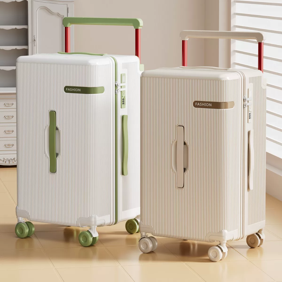 009K wide handle suitcase: A new 24-inch handle suitcase for women and a large-capacity 26-inch suitcase for men. It is lightweight, sturdy and durable