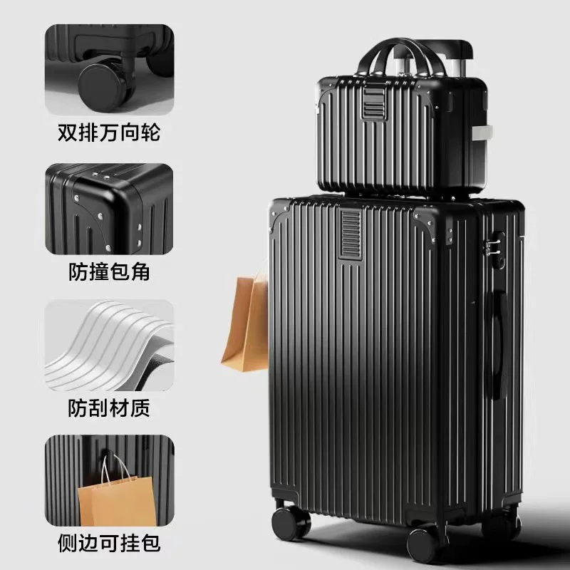 New retro luggage, women's swivel wheel handle case, men's student durable combination case, travel case, large capacity, trendy