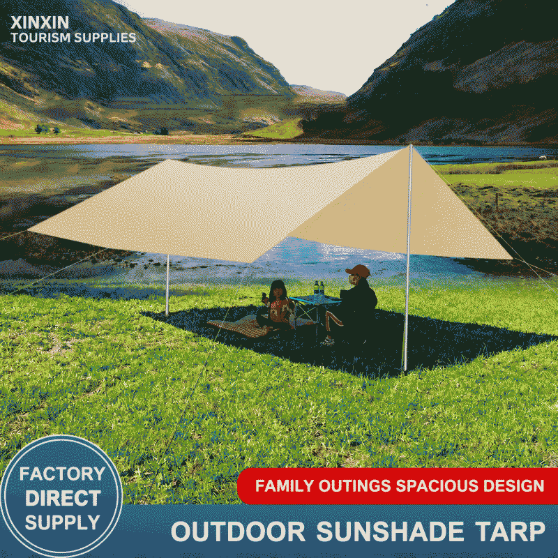 Canopy tent, outdoor camping sunshade, portable rainproof shed, hexagonal tent, camping equipment, camping canopy