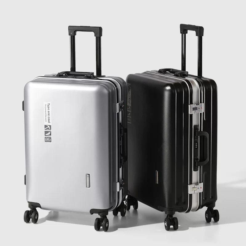 Suitcase with handle, sturdy and durable, zipper, male aluminum frame travel case, female student business scratch-resistant and wear-resistant combination case