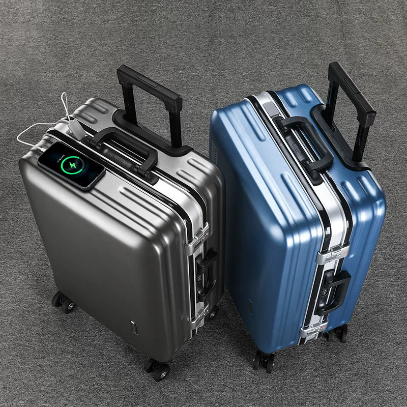 Suitcase with handle, sturdy and durable, zipper, male aluminum frame travel case, female student business scratch-resistant and wear-resistant combination case