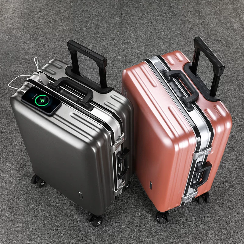 Suitcase with handle, sturdy and durable, zipper, male aluminum frame travel case, female student business scratch-resistant and wear-resistant combination case