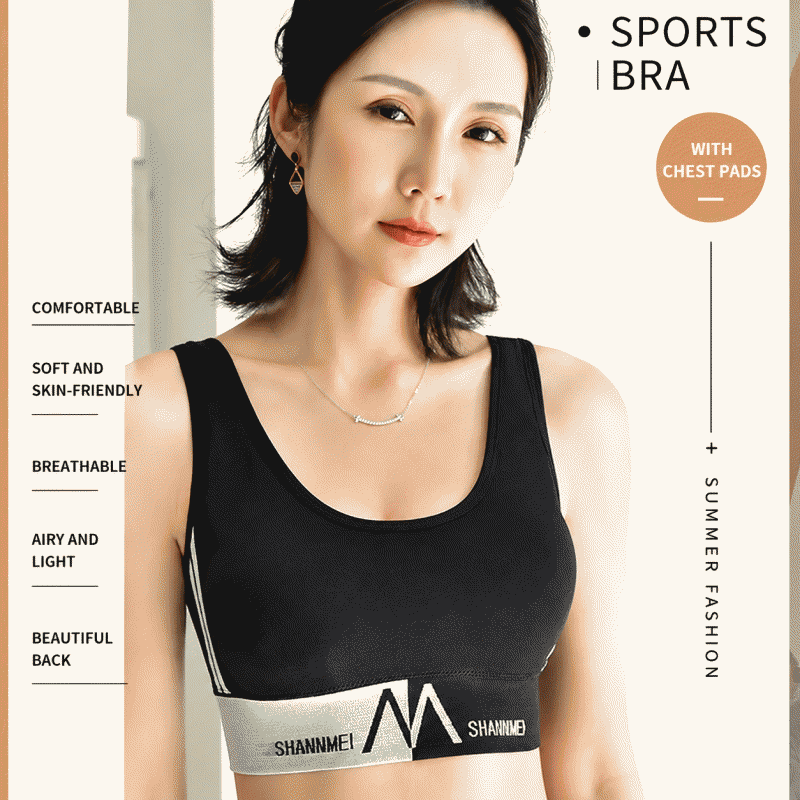 Letter chest wrap women gather, beautiful back yoga sports bra, underwear, anti-glare halter, girl chest wrap vest
