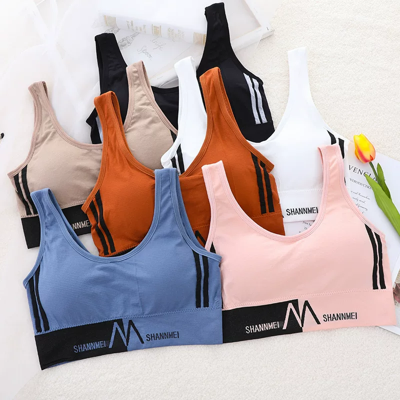 Letter chest wrap women gather, beautiful back yoga sports bra, underwear, anti-glare halter, girl chest wrap vest