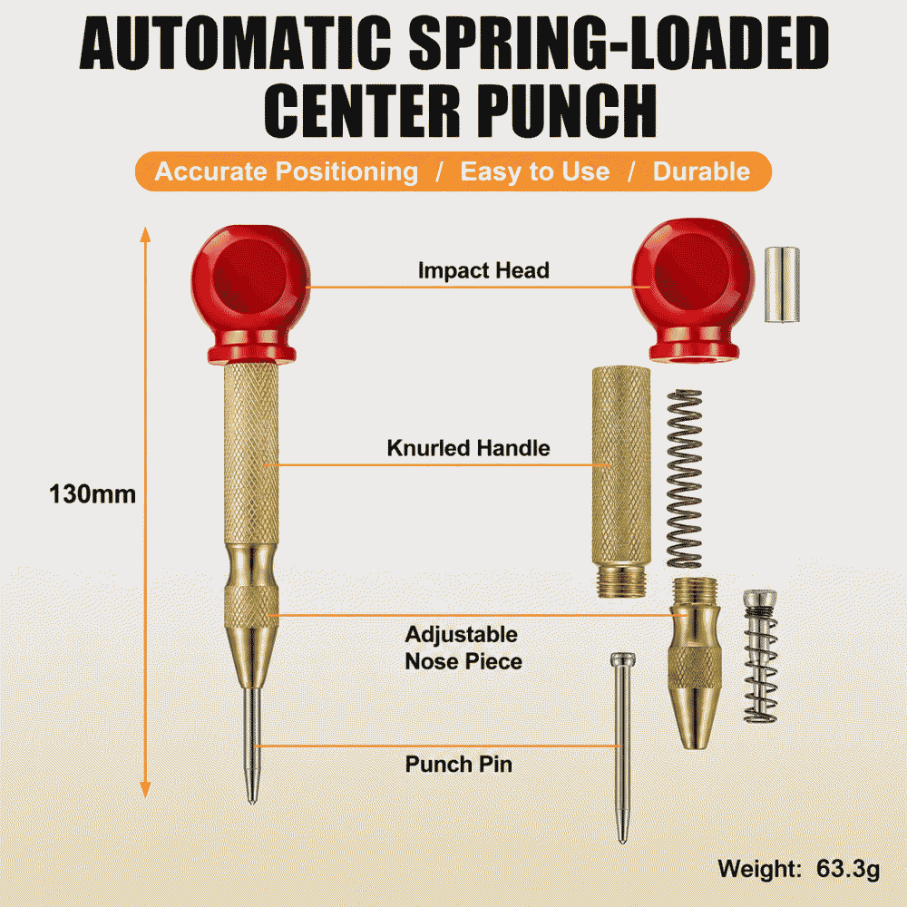Self-centering spring-loaded locator, high-hardness punch, mm window breaker, and escape device