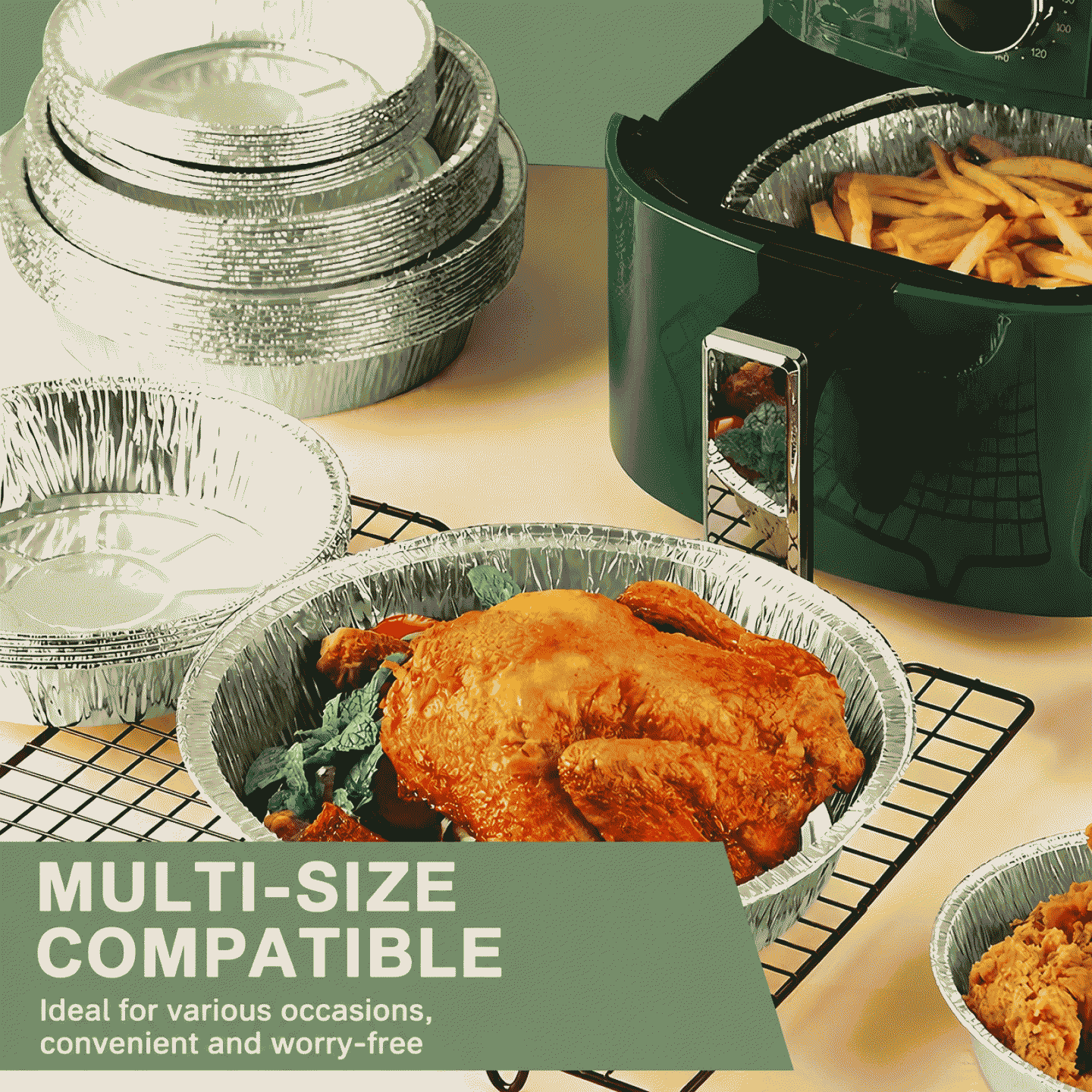 Special paper for air fryers with tin foil, household food-grade thickened barbecue tin foil plates, round aluminum foil bowls