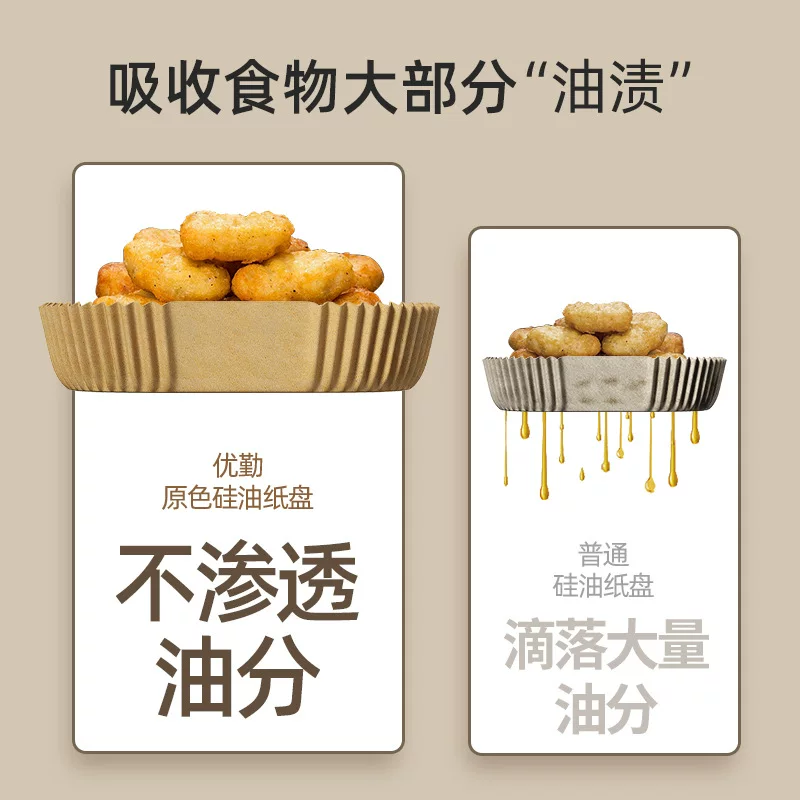 Air fryer special paper, oven oil-absorbing pad paper, household food oil-separating bowl, high-temperature resistant square baking silicone oil paper