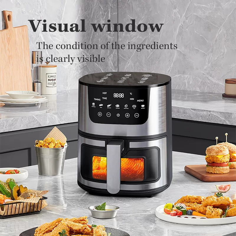 现货跨境可视空气炸锅家用大容量多功能不锈钢空气炸鍋air fryer
