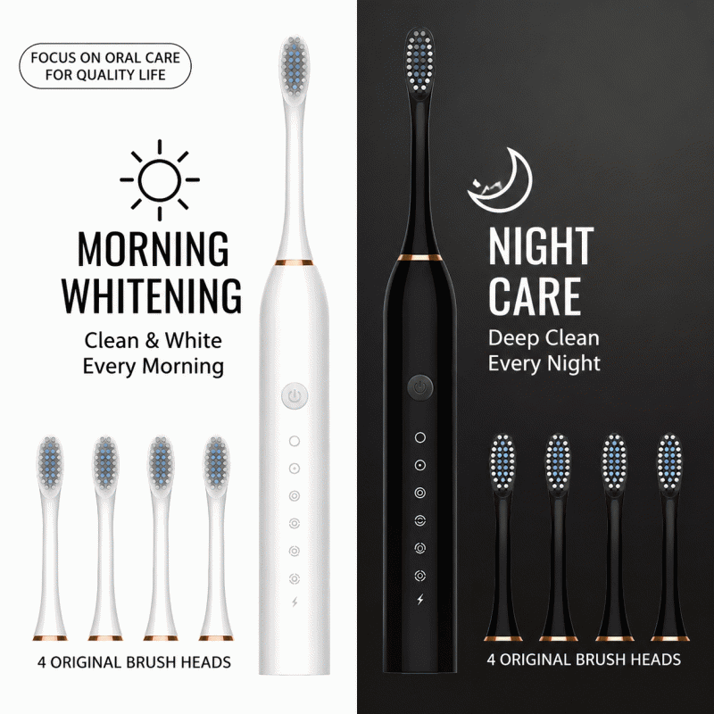 Electric toothbrush, rechargeable, portable, fully automatic, suitable for adults and children, ultrasonic toothwash