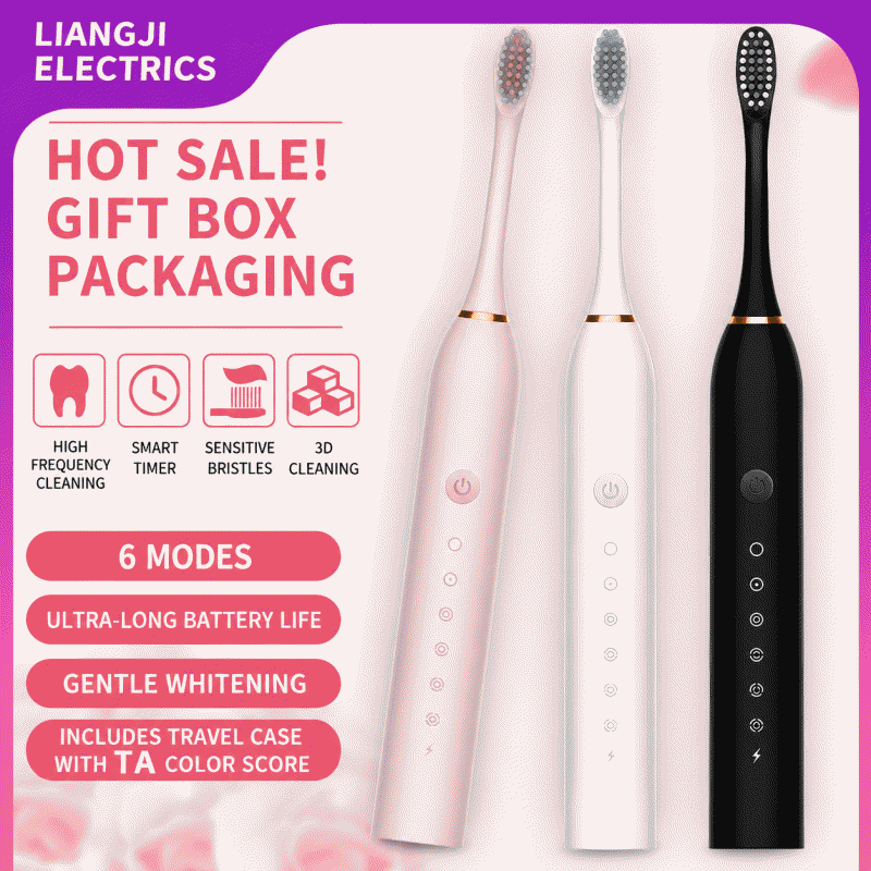 Electric toothbrush, rechargeable, portable, fully automatic, suitable for adults and children, ultrasonic toothwash