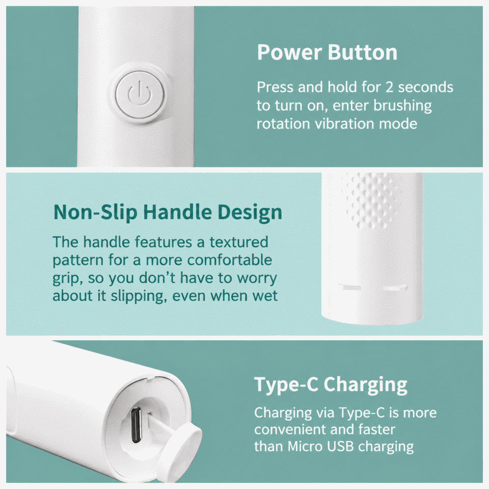 Rotating head electric toothbrush, fully automatic, USB charging, adult soft bristles, 360-degree waterproof, rotating type