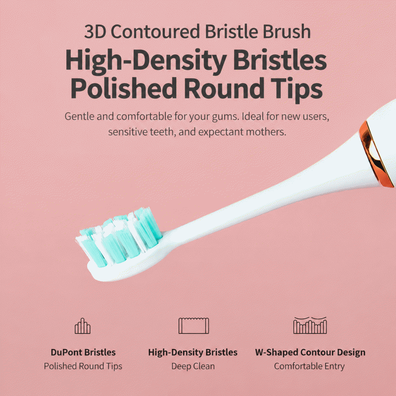 Portable electric toothbrush set, soft bristles, waterproof, ultrasonic charging, 15-level adjustment, automatic electronic toothbrush