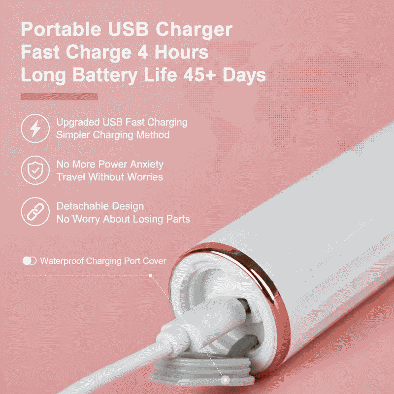 Portable electric toothbrush set, soft bristles, waterproof, ultrasonic charging, 15-level adjustment, automatic electronic toothbrush