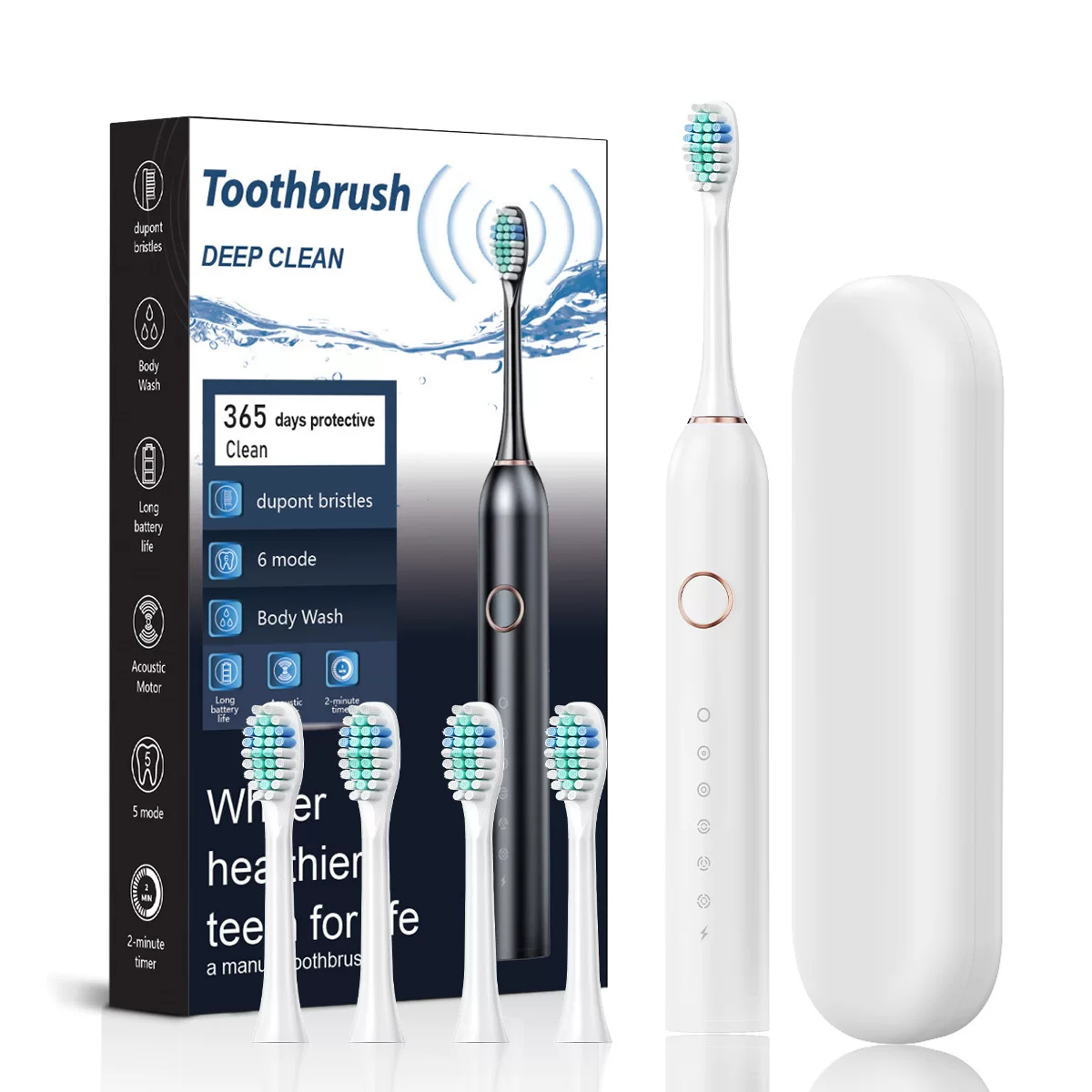 Cross-border exclusive new electric toothbrush, 6-speed soft-bristled smart sonic toothbrush for adult home use