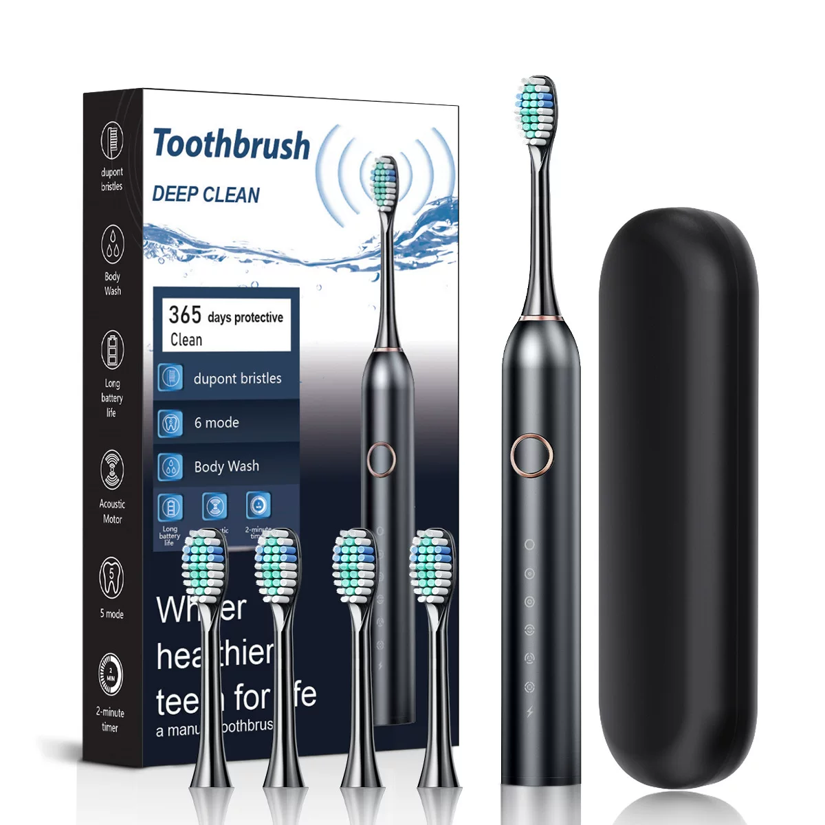 Cross-border exclusive new electric toothbrush, 6-speed soft-bristled smart sonic toothbrush for adult home use