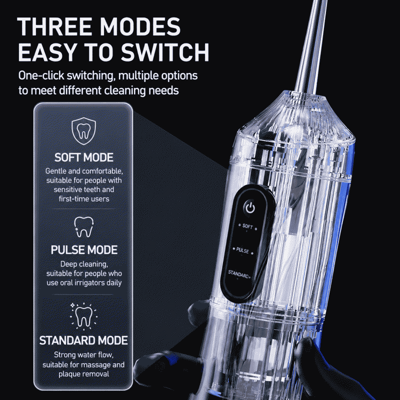 Electric water flosser, household portable water flosser, oral cleaning device, long-lasting battery life, dental care and beauty device, portable