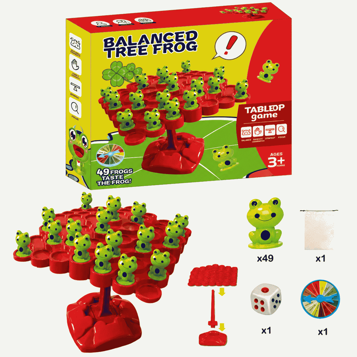 The educational frog balance tree parent-child toy is a children's training checkers and Jenga two-person interactive educational board game toy