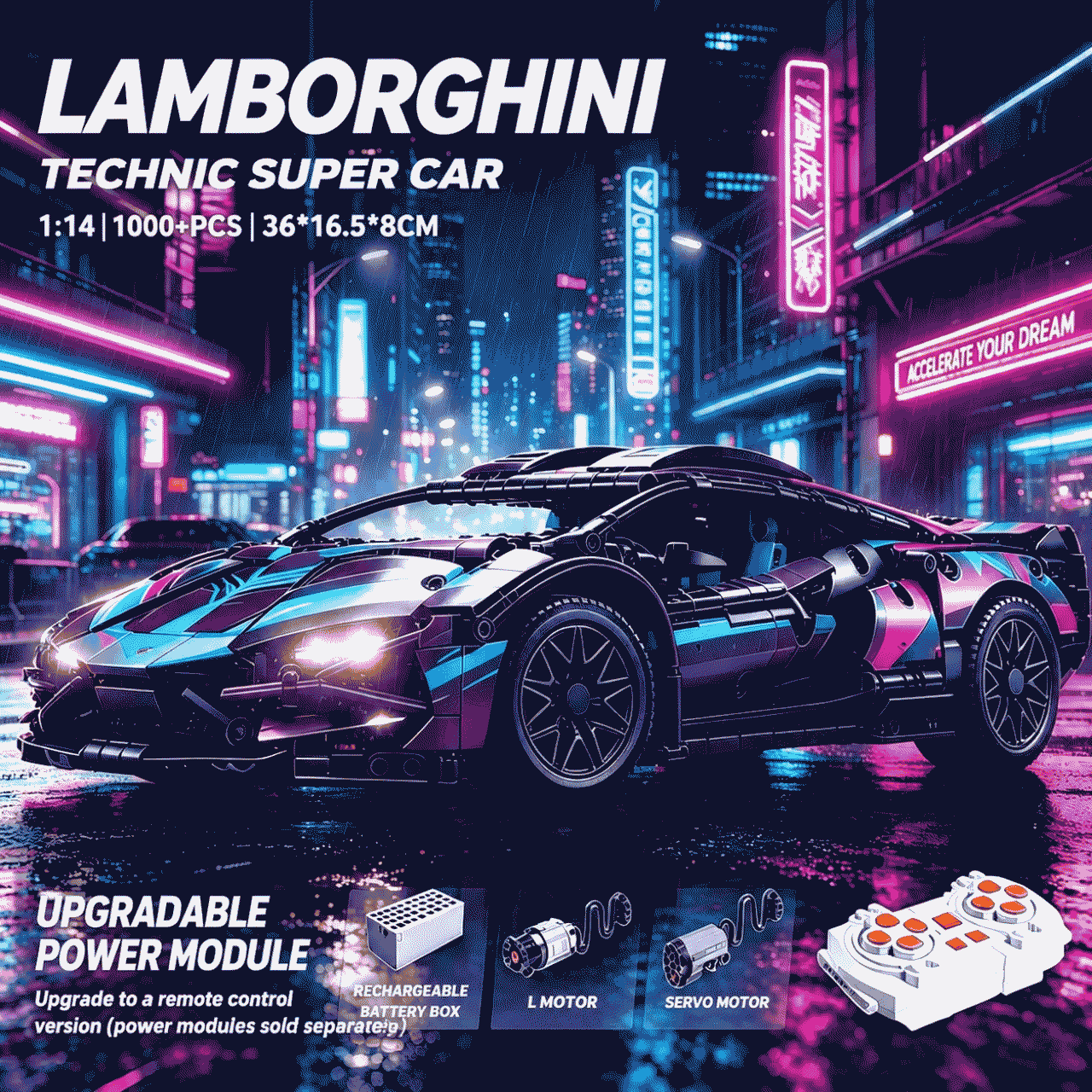 Cyber Porsche 911 Bugatti remote control racing car building block car sports car assembled model boy's toy
