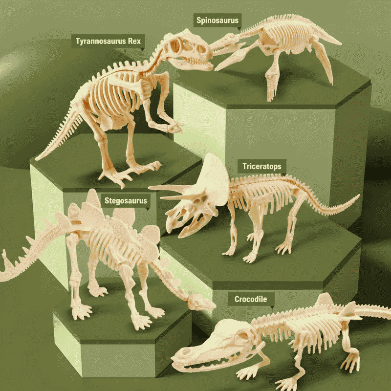 Archaeological exploration toys, dinosaur skeleton fossils, children's gem digging, archaeological dinosaur eggs, handmade blind boxes