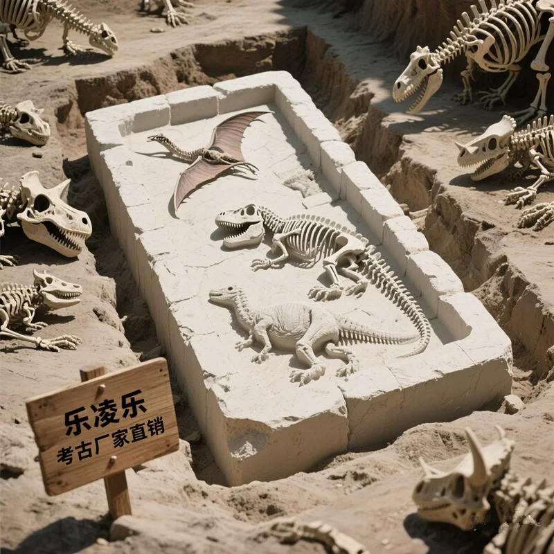 Archaeological exploration, toy skeletons, dinosaur fossils, children digging gems, archaeological dinosaur eggs, handmade blind boxes, wholesale at street stalls
