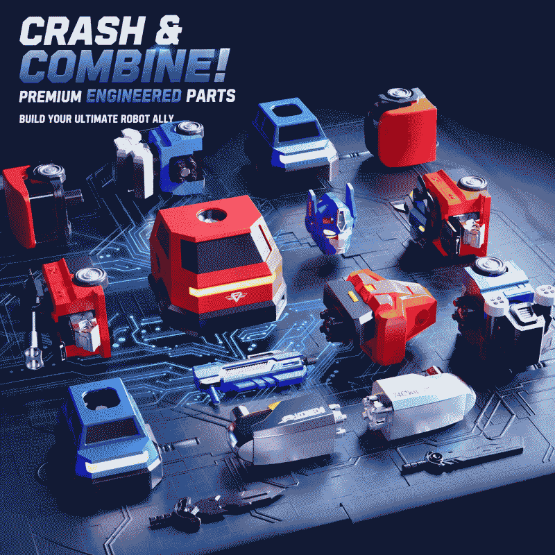 Children's magnetic splicing transformable robot car man assembly educational boy toy gift set