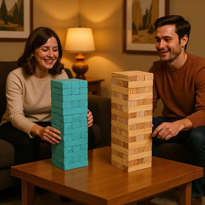 Wooden children's Jenga tabletop parent-child interactive toys for educational early education, Jigsaw puzzle, large pieces of Jenga building blocks