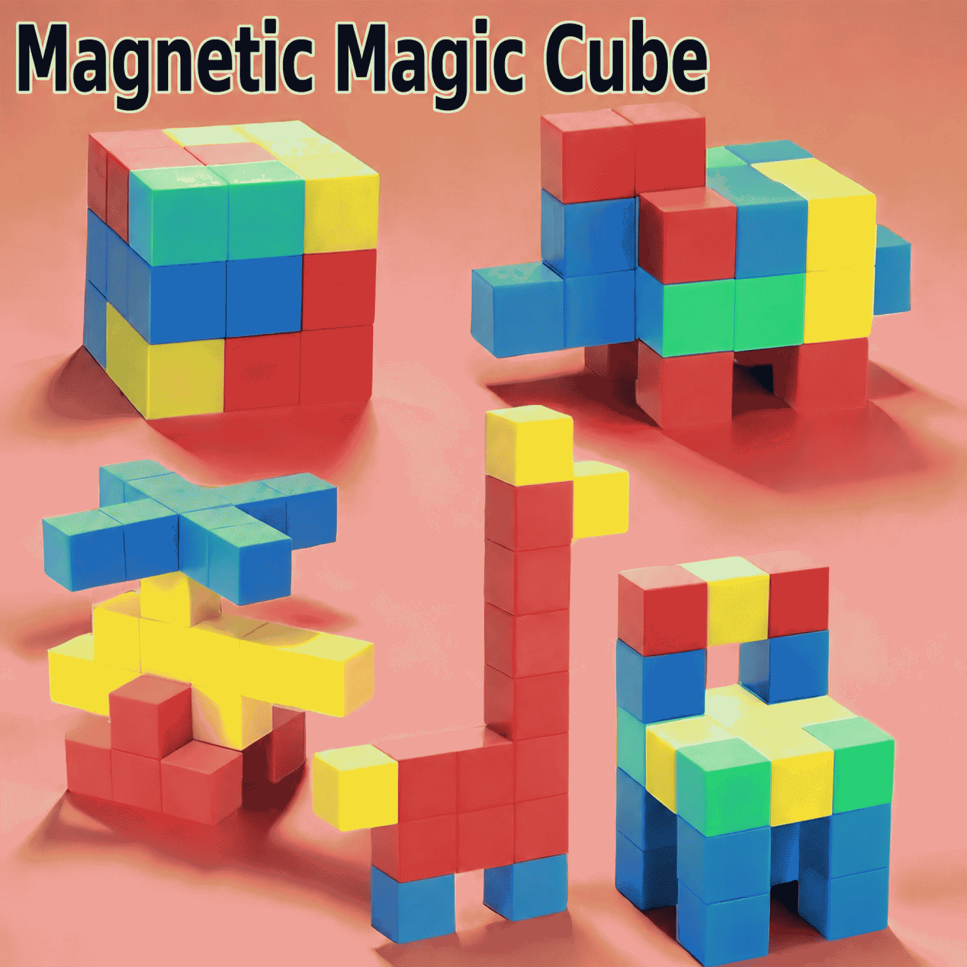 Large-grained, versatile magnetic cube building blocks with suction force, three-dimensional magnetic pieces, educational toys for children of both genders
