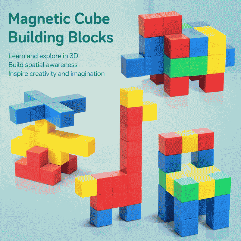 Large-grained, versatile magnetic cube building blocks with suction force, three-dimensional magnetic pieces, educational toys for children of both genders