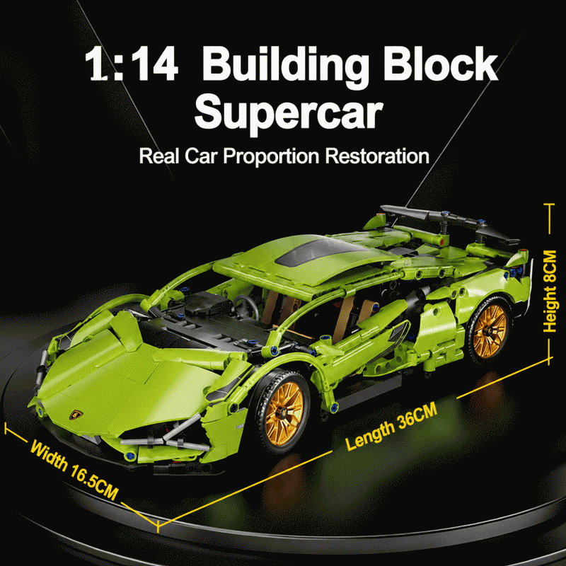 1-14 building block car assembly, supercar remote control toy, children's toy, car racing model, small particles