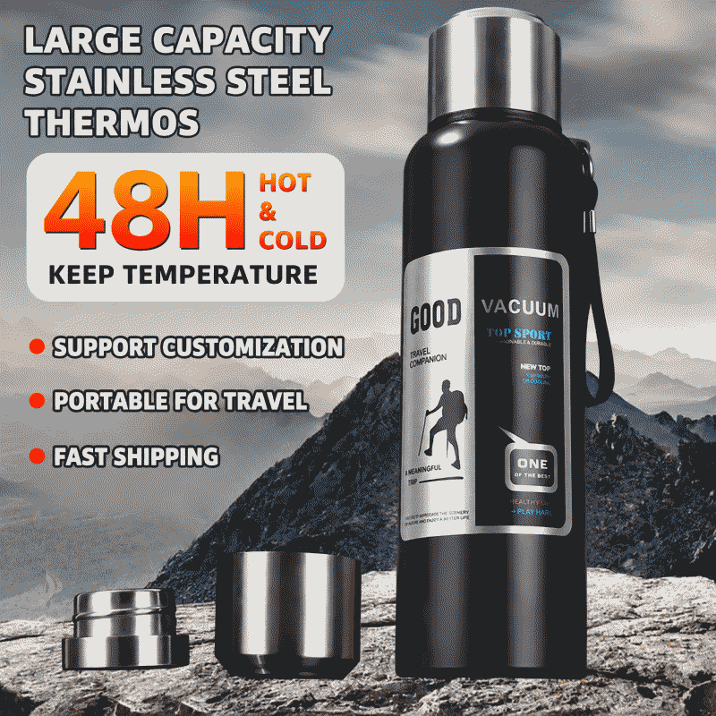 316 stainless steel inner liner vacuum all-steel insulated kettle, portable large-capacity insulated cup for men's outdoor travel and mountain climbing