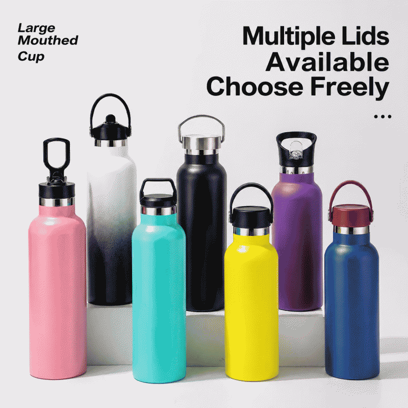 American-style large-mouth stainless steel vacuum cup for outdoor running, sports, cycling, and space water bottle