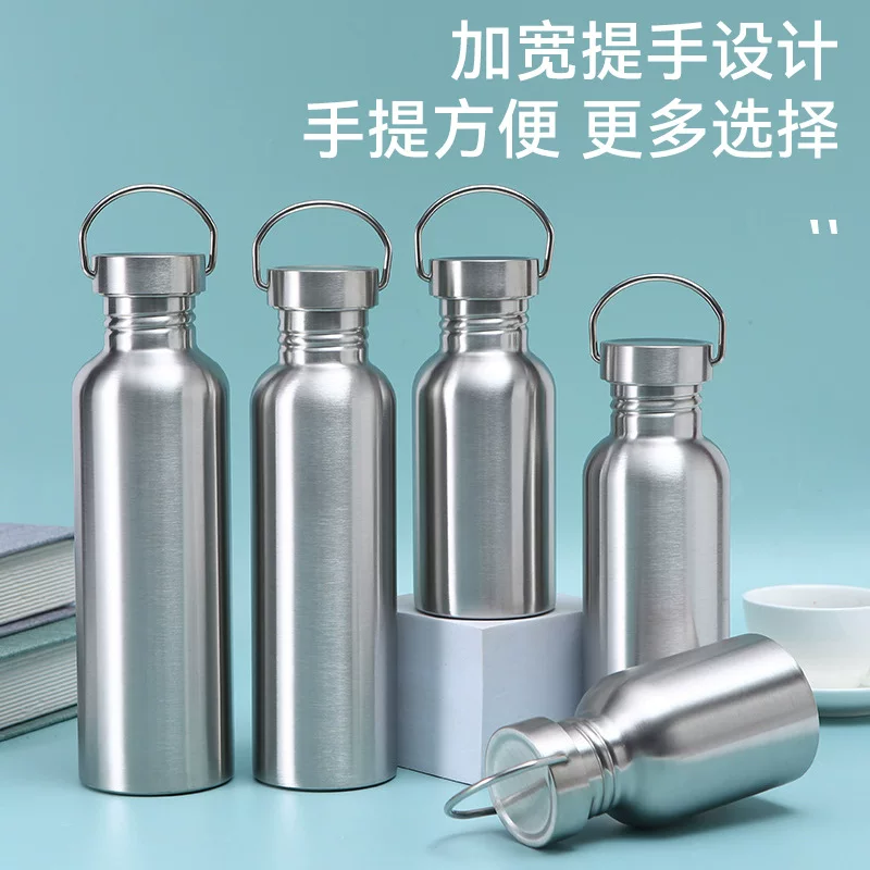 Wholesale of popular American-style large-mouth single-layer sports water bottles, 304 stainless steel thermos flasks, and portable outdoor water cups