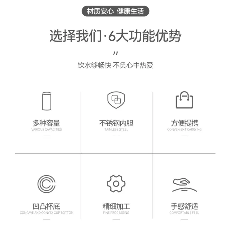 跨境热销美式大口单层运动水壶304不锈钢保温瓶户外便携水杯批发