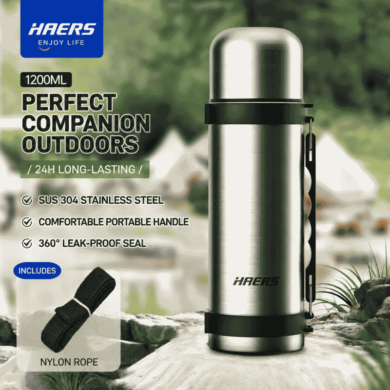 Hals insulated kettle, stainless steel thermos, large-capacity portable outdoor car travel cup, household thermos