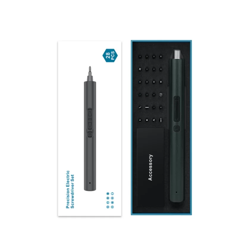 跨境爆款 28in1多功能迷你精密电动螺丝刀套装充电式LED灯螺丝批