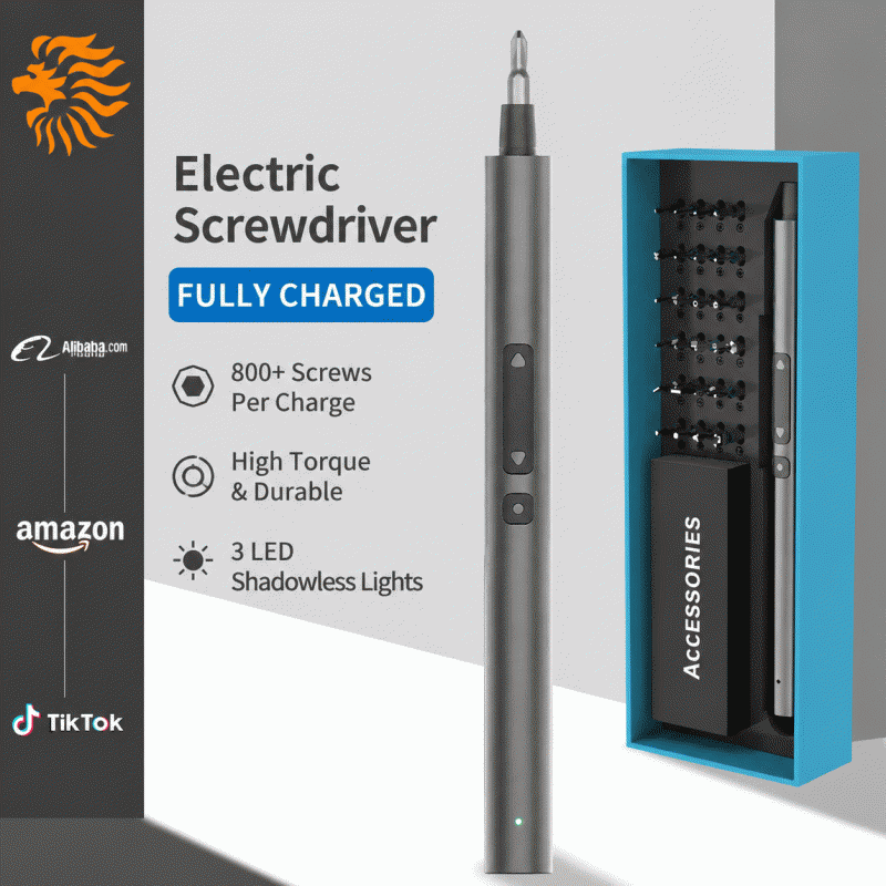 28-in-1 multi-function mini precision electric screwdriver set with rechargeable LED light for screws