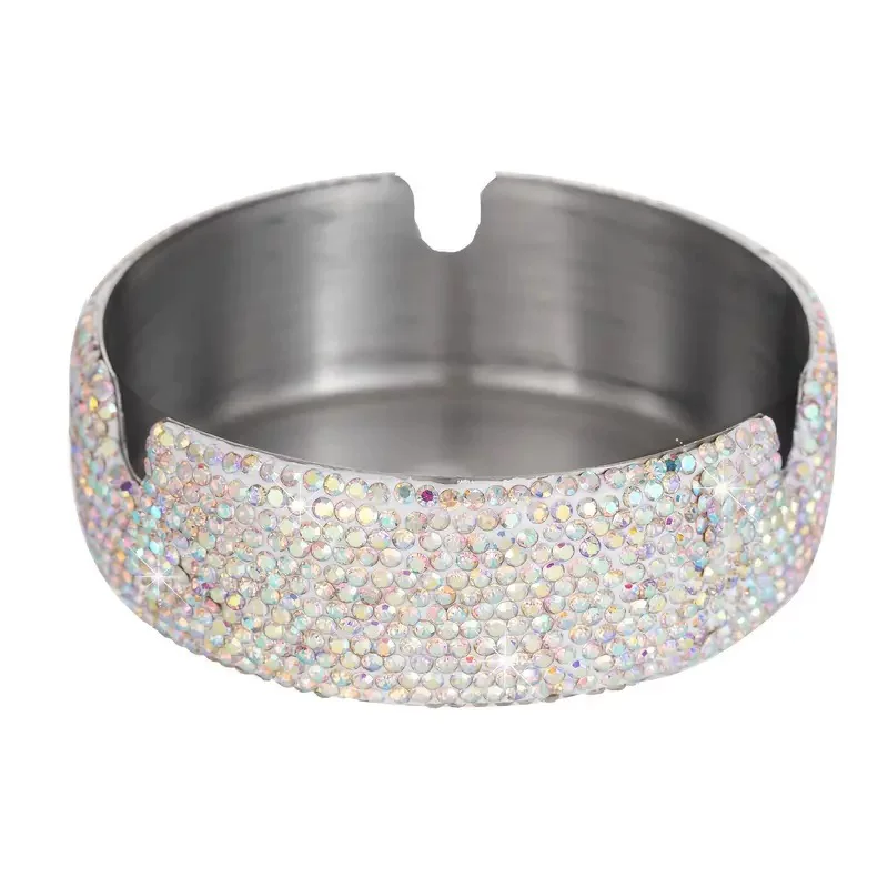 Cross-border best-selling ashtray, diamond-encrusted multi-functional home and office stainless steel ashtray, light luxury and creative ashtray